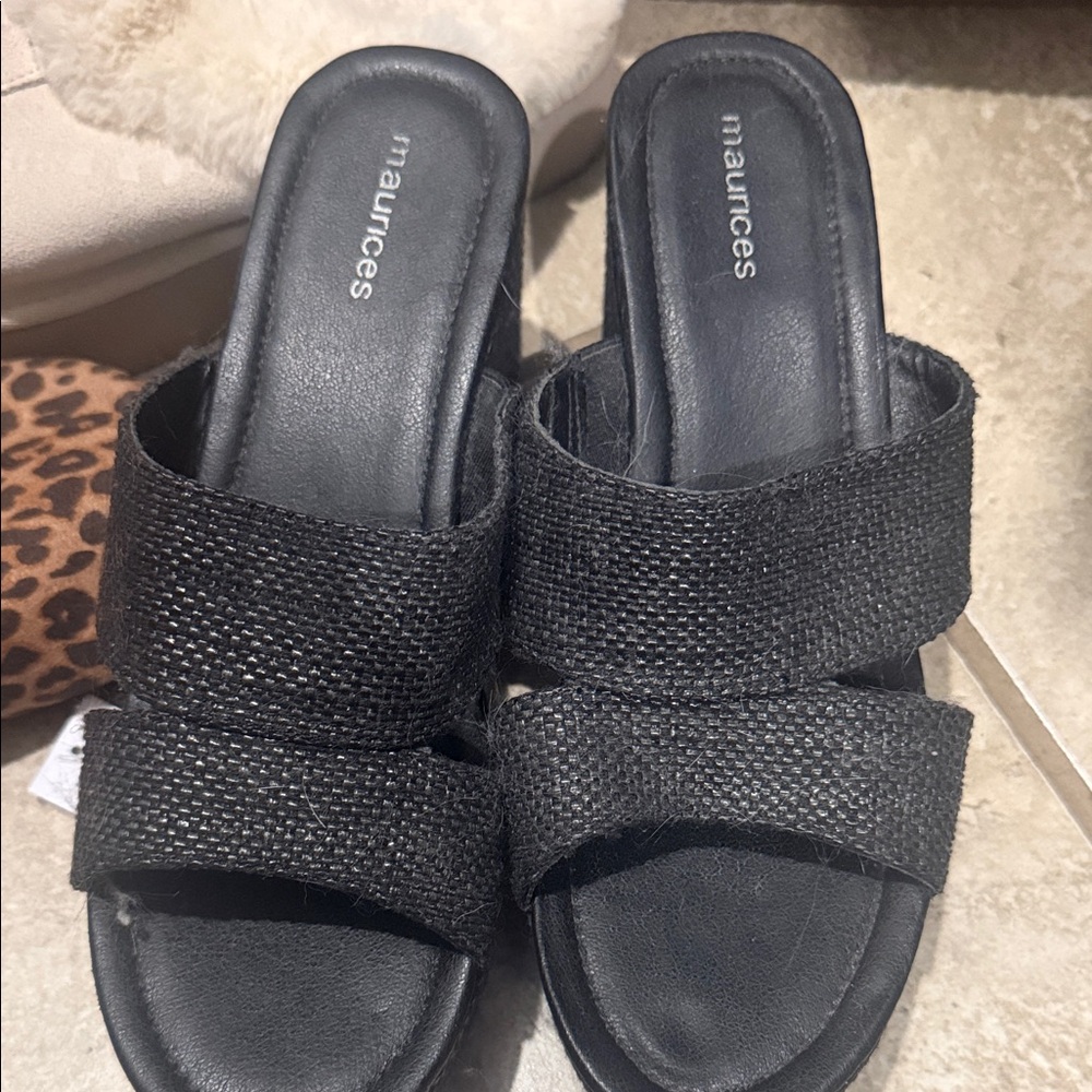 Maurices Black Textured Mules